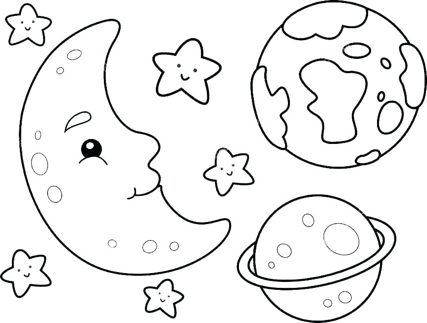 Cute Planets in Galaxy Coloring Pages - Coloring Cool