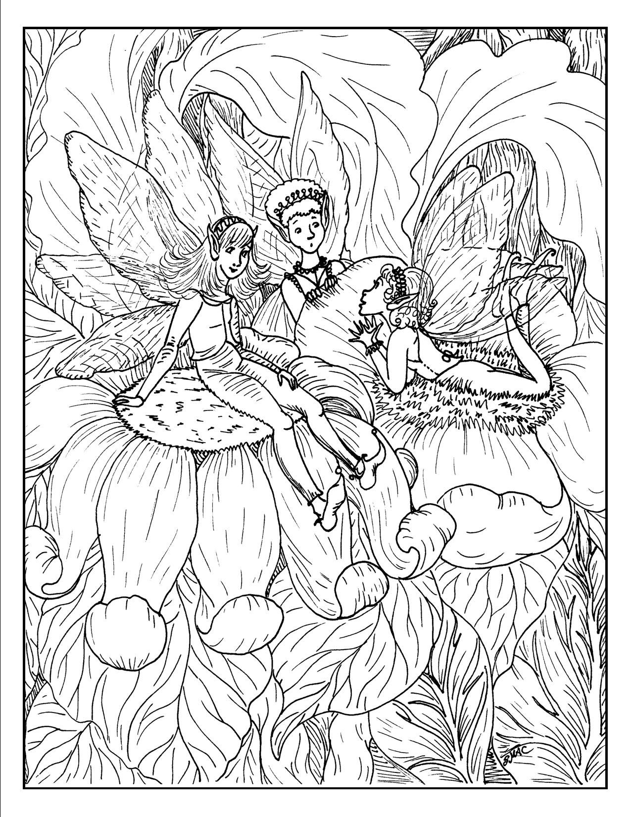 Detailed Fairy Adults Coloring Page. 