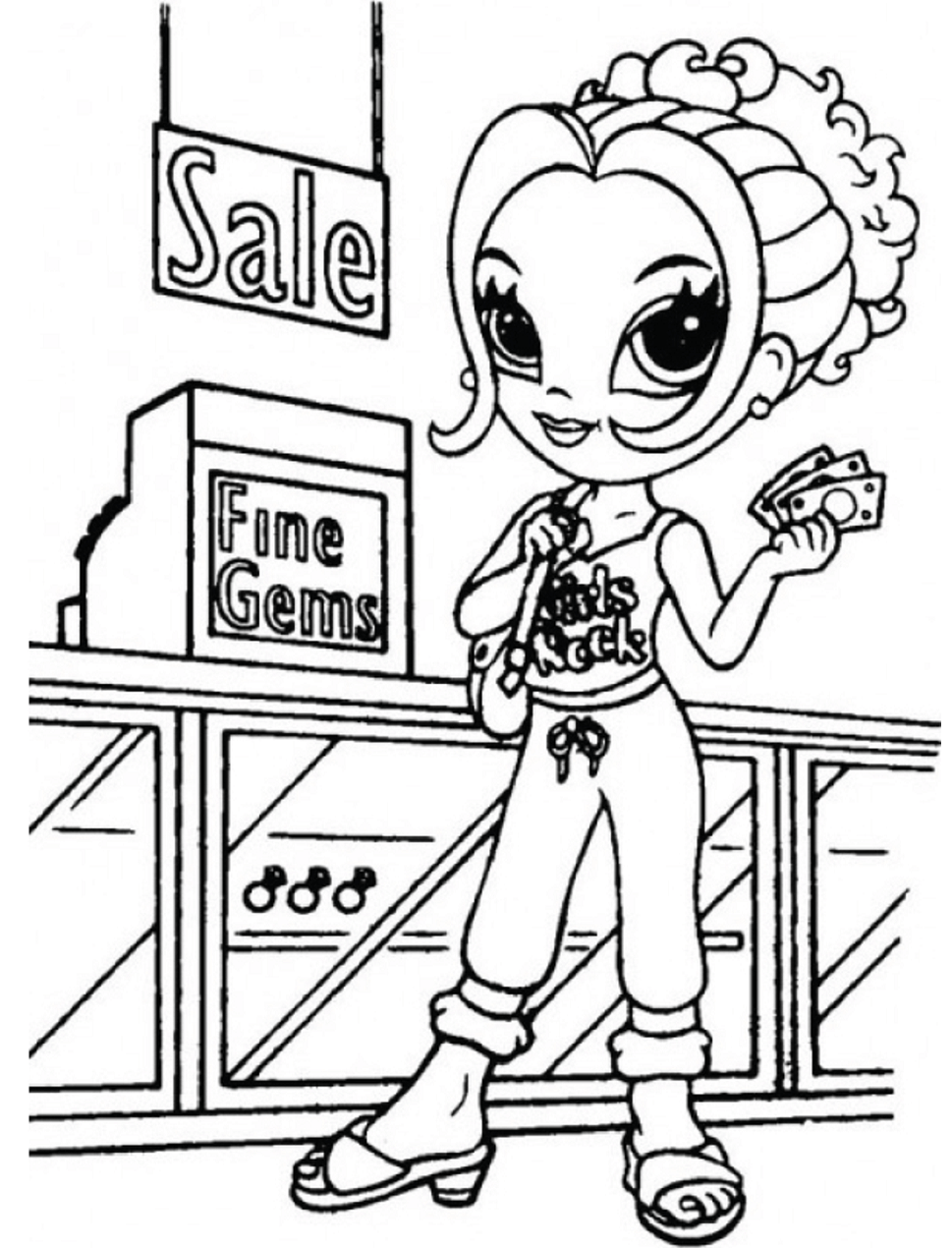 Glamour Girl Is Shopping Coloring Pages - Coloring Cool