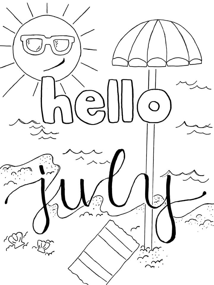 Hello July Coloring Pages - Coloring Cool