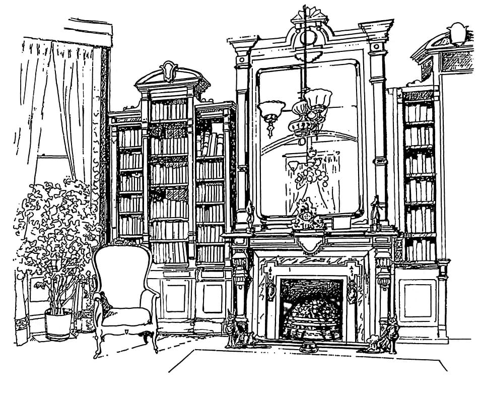 Inside Old Mansion Coloring Pages - Coloring Cool
