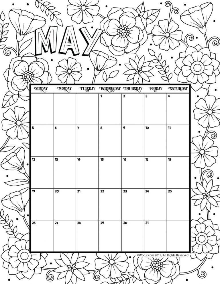 May Coloring Calendar Coloring Pages - Coloring Cool