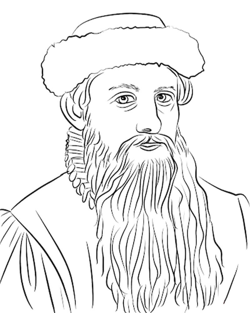 Official Johannes Gutenberg Coloring Pages - Coloring Cool