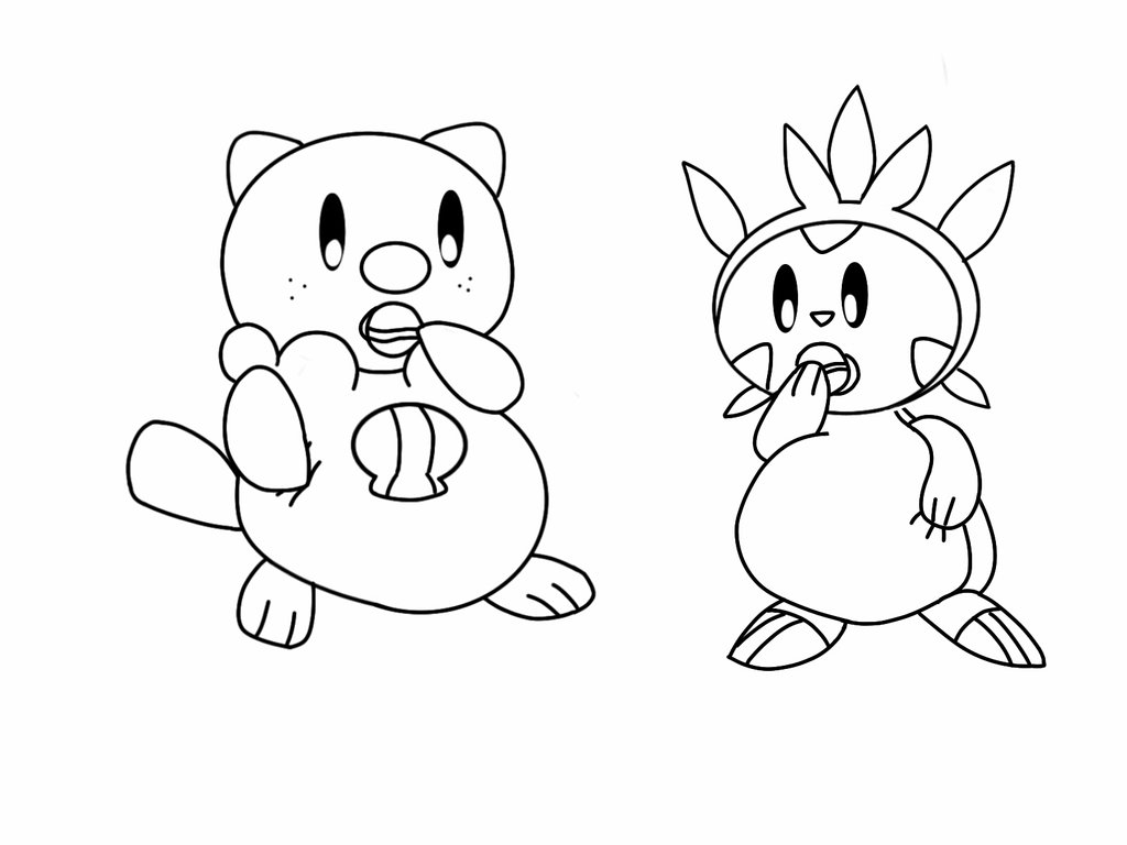 Free Oshawott And Chespin coloring page to Print, Download or Color online....