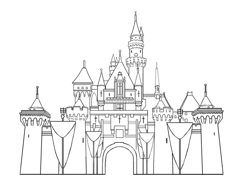 Disney Princess Castles Coloring Page. 