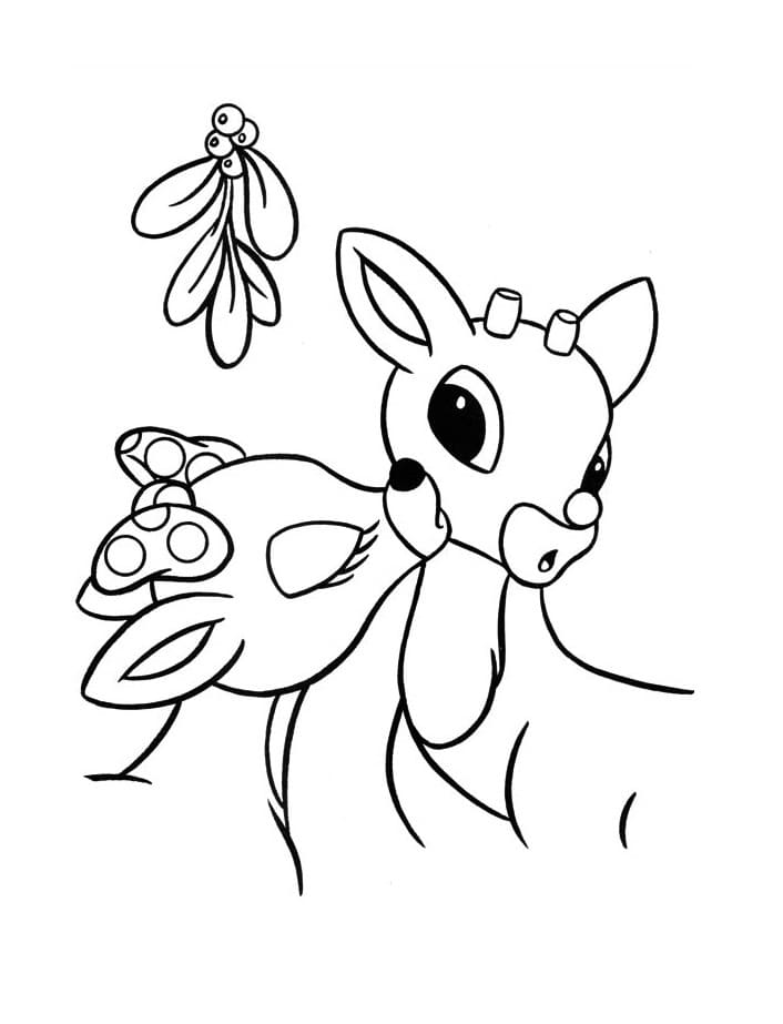 Rudolph and Clarice Coloring Page. 