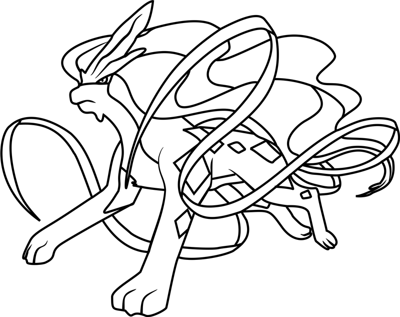 Suicune Pokemon Coloring Page. 