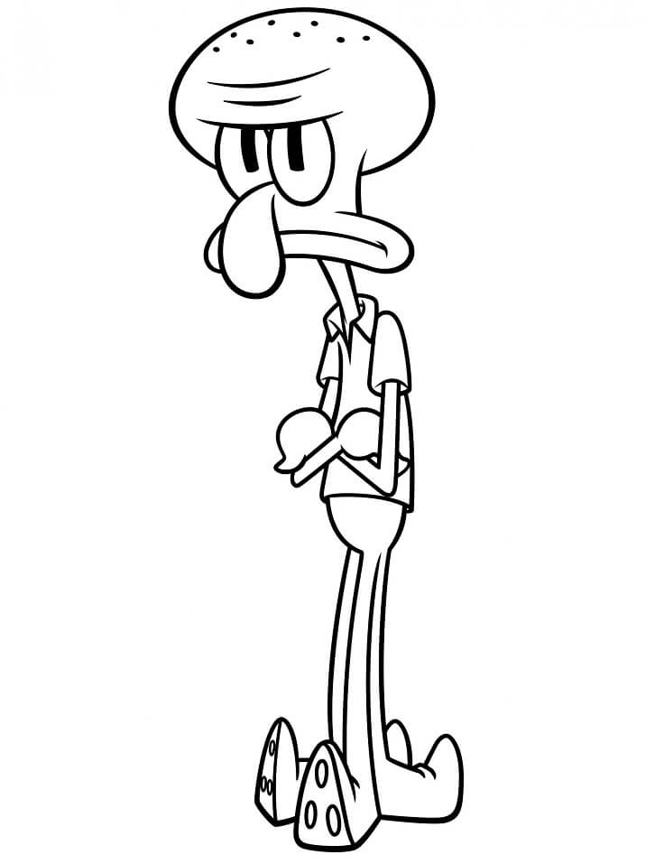Tired Squidward Tentacles Reading Coloring Pages - Coloring Cool