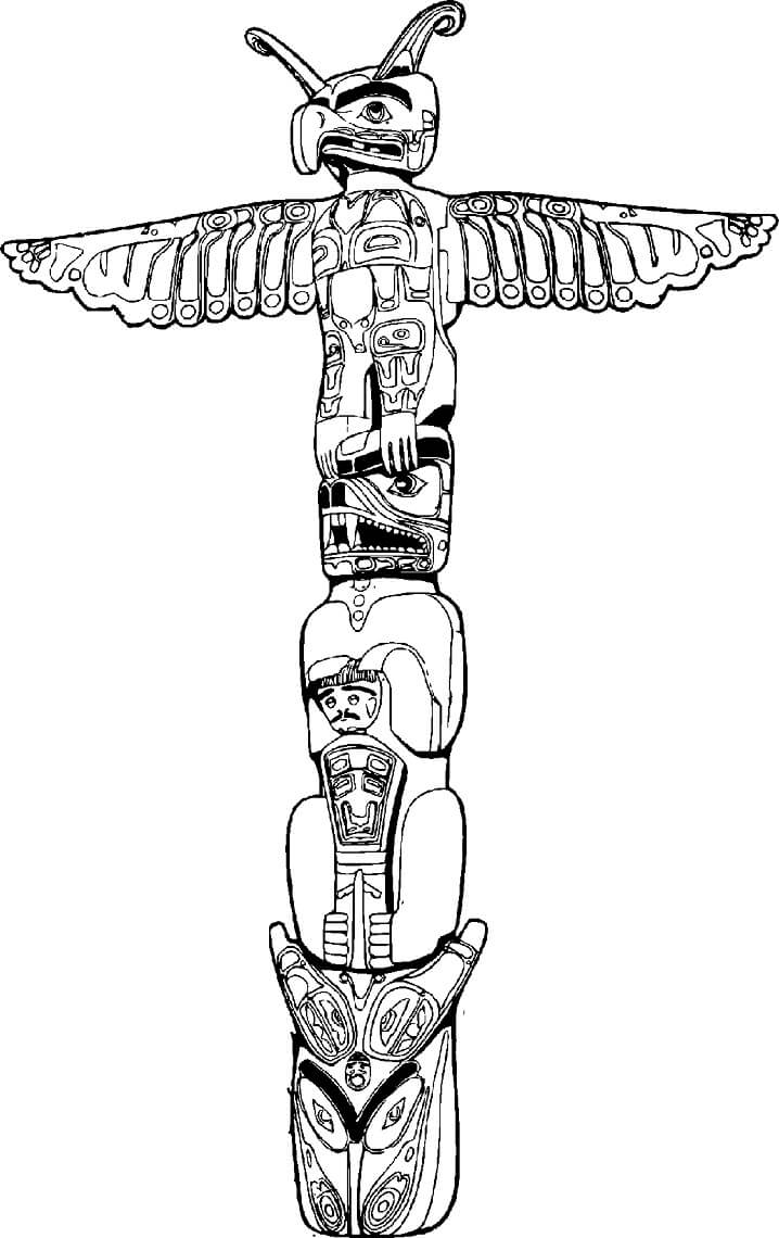 Totem Pole 1 Coloring Pages - Coloring Cool