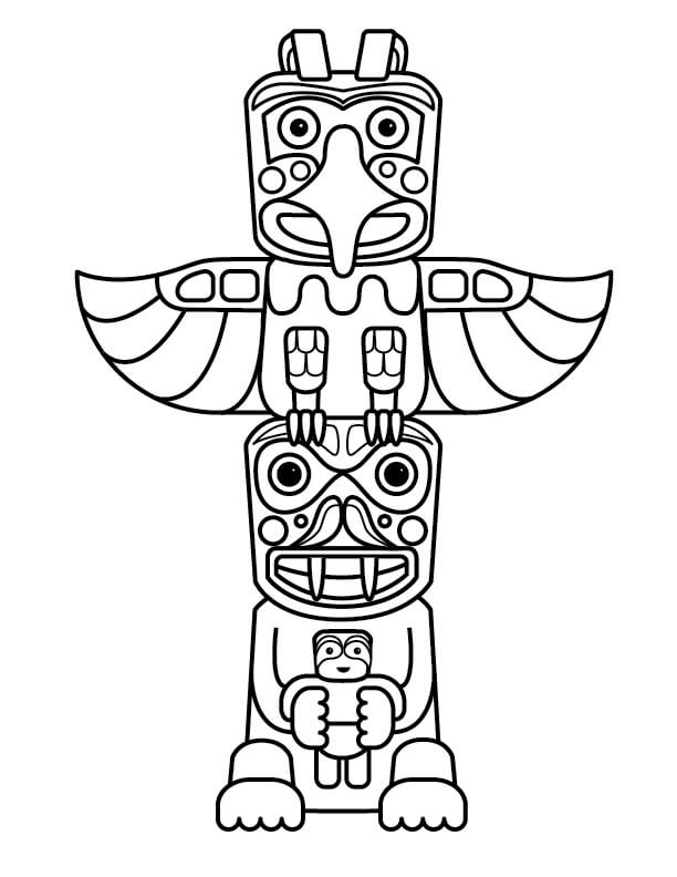 Totem Pole 4 Coloring Pages - Coloring Cool