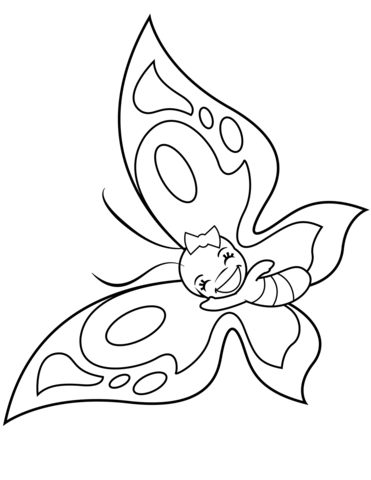 Butterfly Smiling Coloring Page