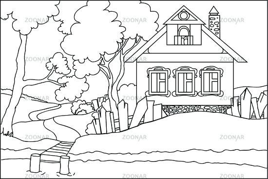 House By The Lake Coloring Page