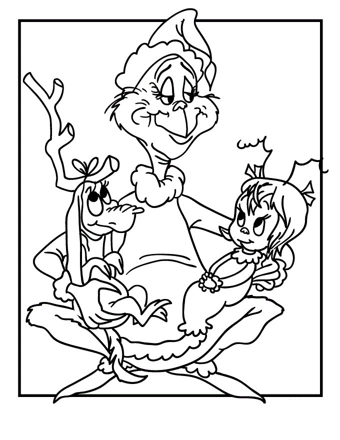 Grinch With Cindy Lou Who And Max Coloring Page