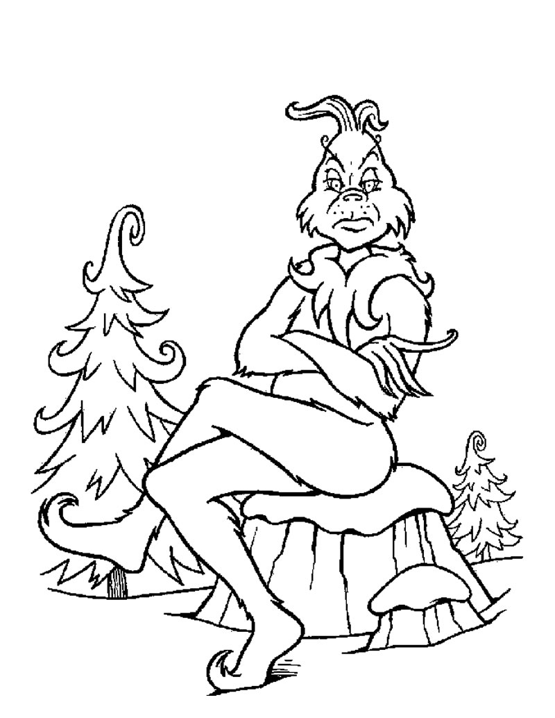 Grinch Is Sitting Coloring Page
