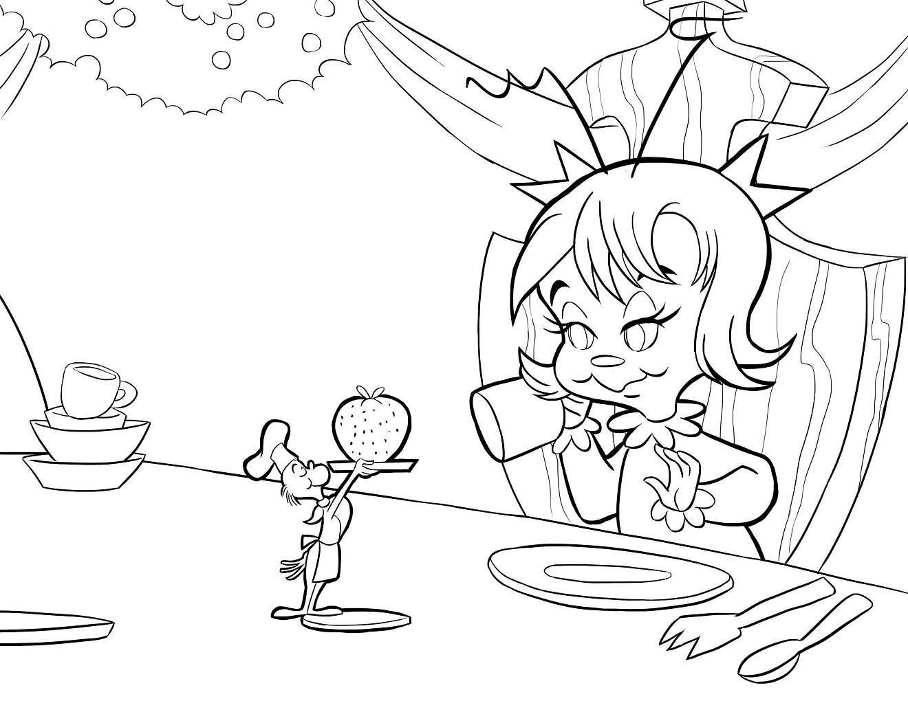 Cindy Lou Who Having Dinner Coloring Page