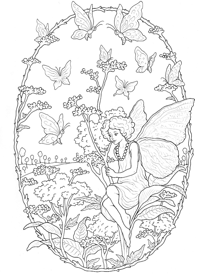 Butterflies Fairy Coloring Page