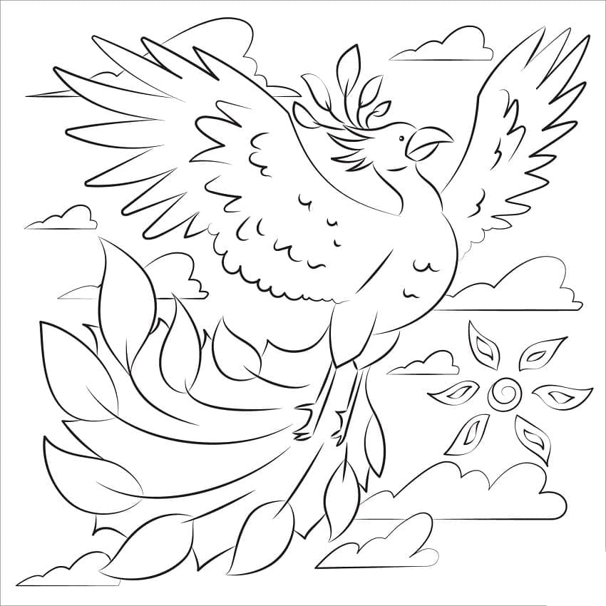 Adorable Phoenix Coloring Page