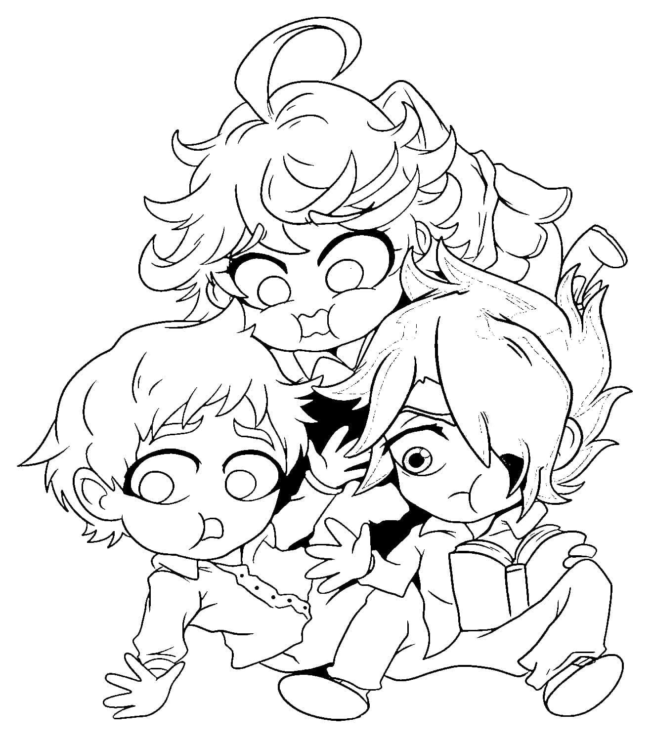 Adorable The Promised Neverland Coloring Page