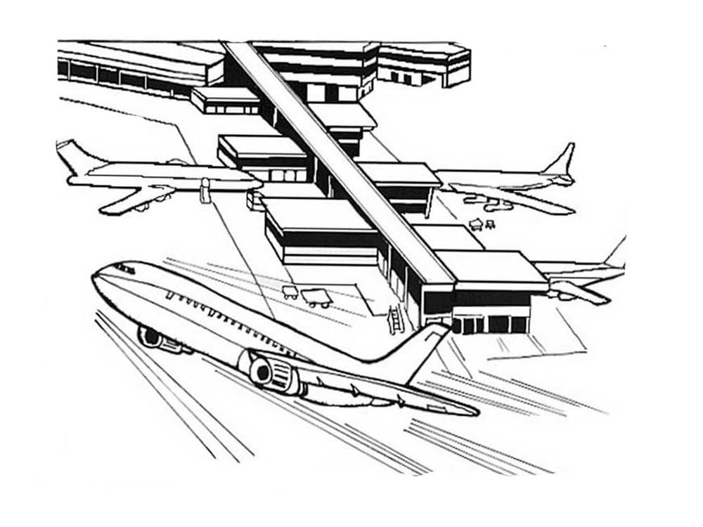 Airport to Color Coloring Page