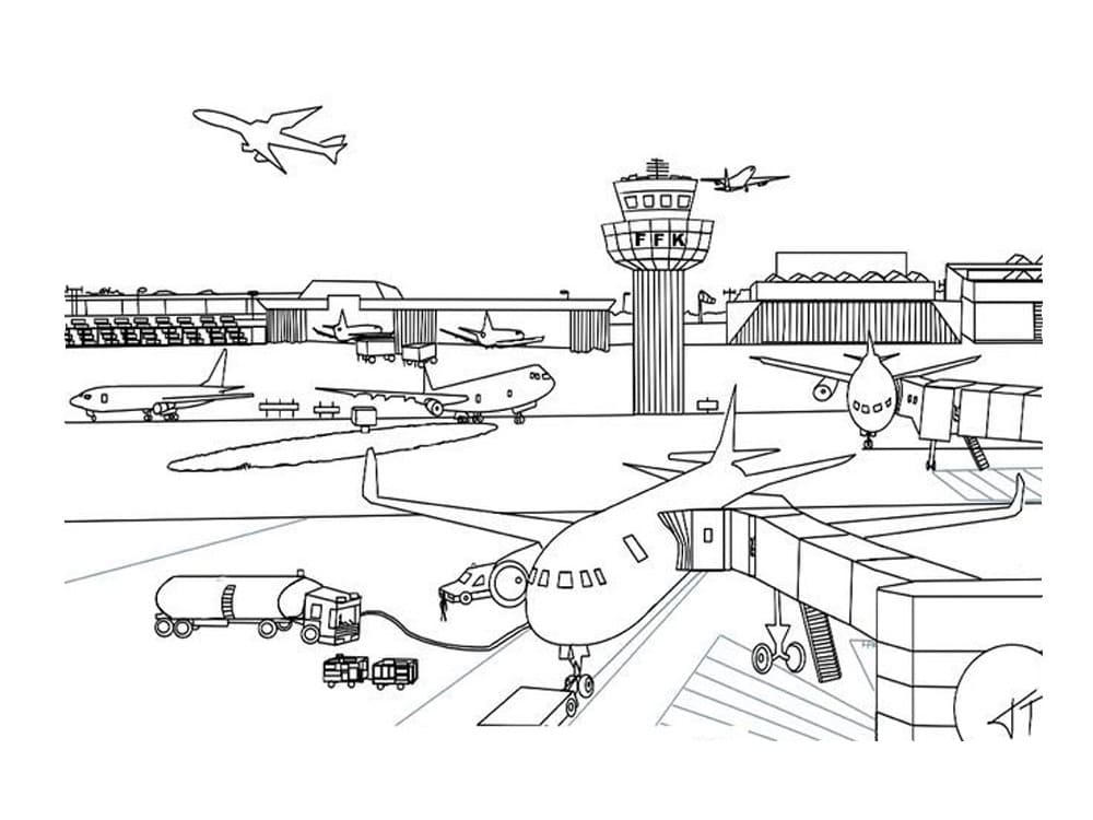 Airport to Print Coloring Page