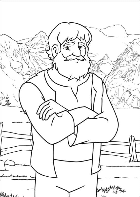 Alpöhi from Heidi Coloring Page