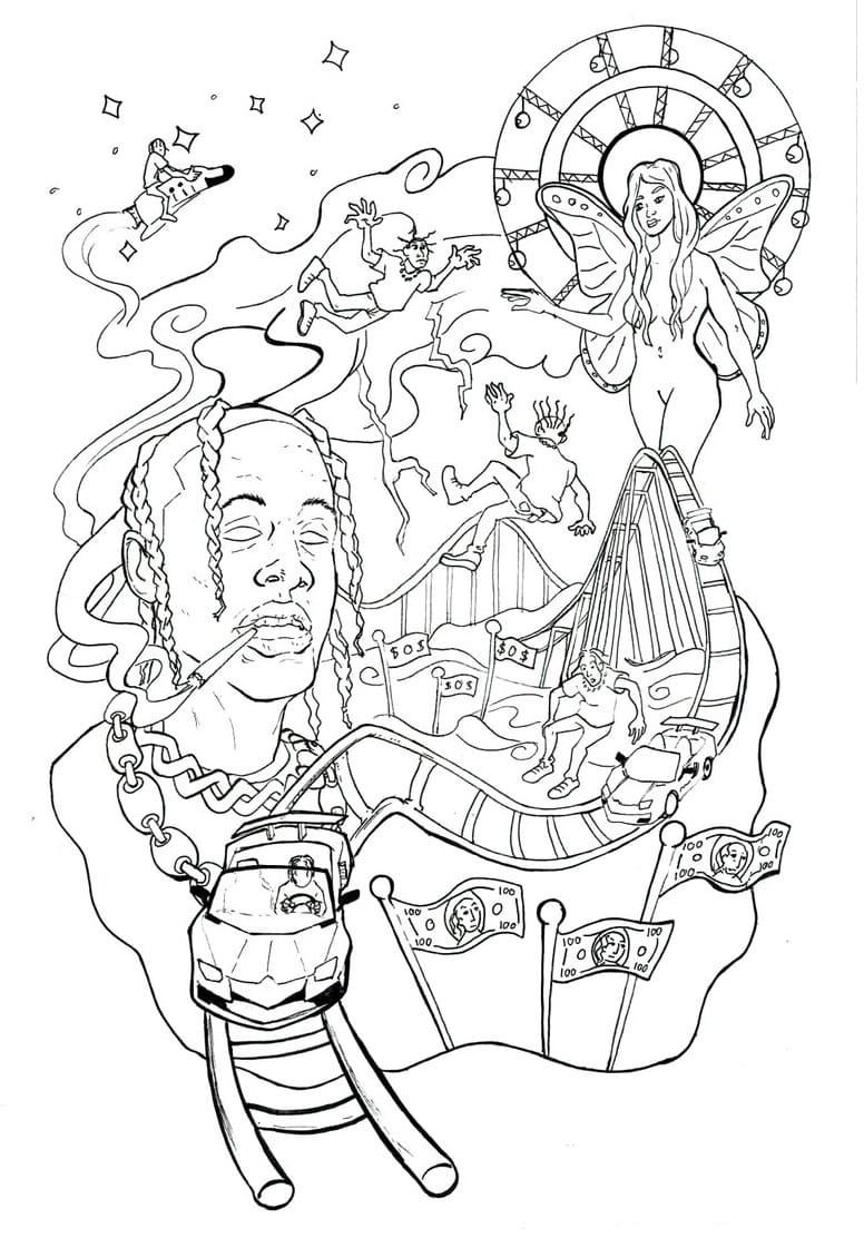 Astro Thunder by Travis Scott Coloring Page