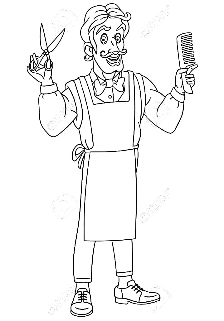 Barber Smiling Coloring Page