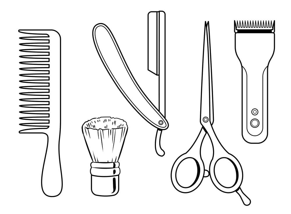 Barber Tools Coloring Page