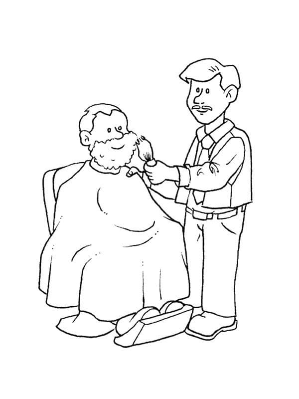 Barber is Shaving Coloring Page