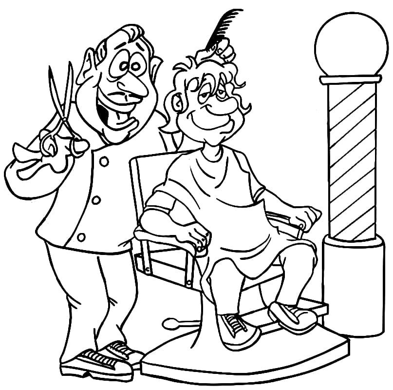Barber is Smiling Coloring Page