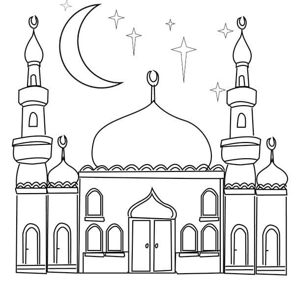 Beautiful Mosque Coloring Page
