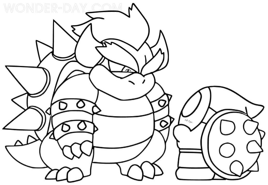 Bowser and Shy Guy Coloring Page