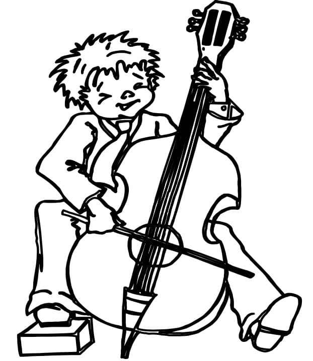 Boy Playing Cello Coloring Page