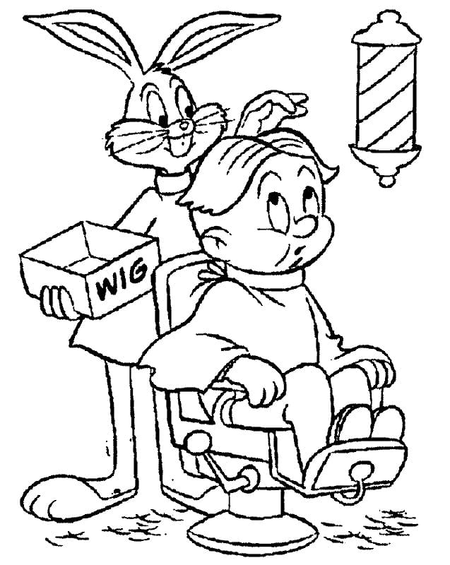 Bugs Bunny The Barber Coloring Page