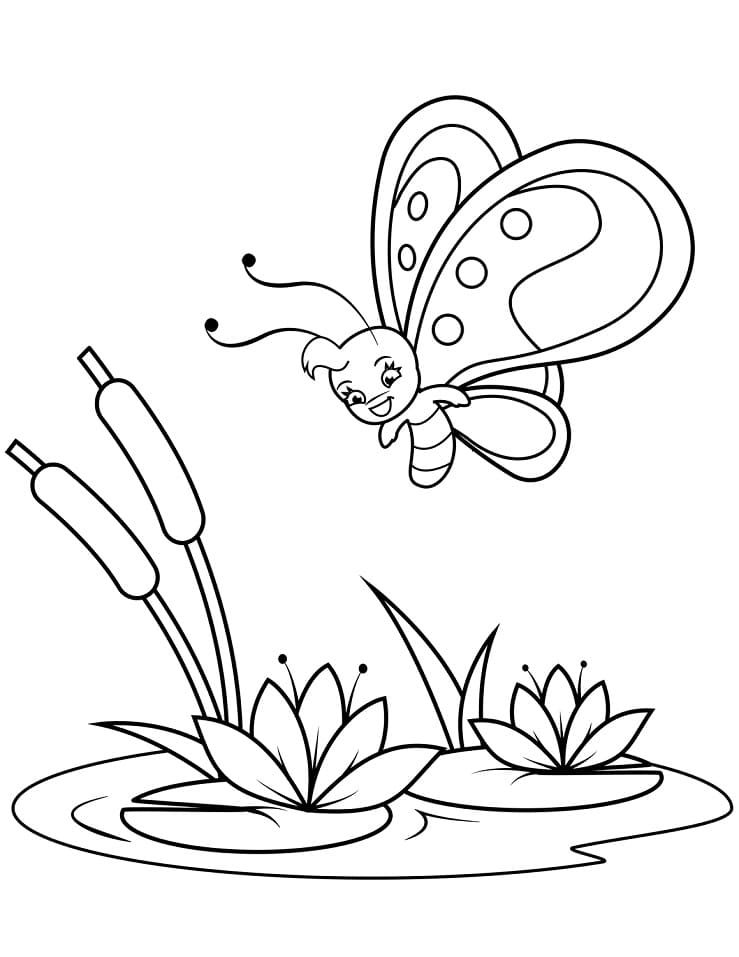 Cartoon Butterfly 1 Coloring Page