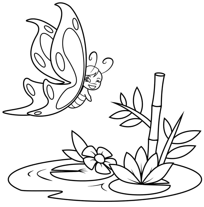 Cartoon Butterfly 2 Coloring Page