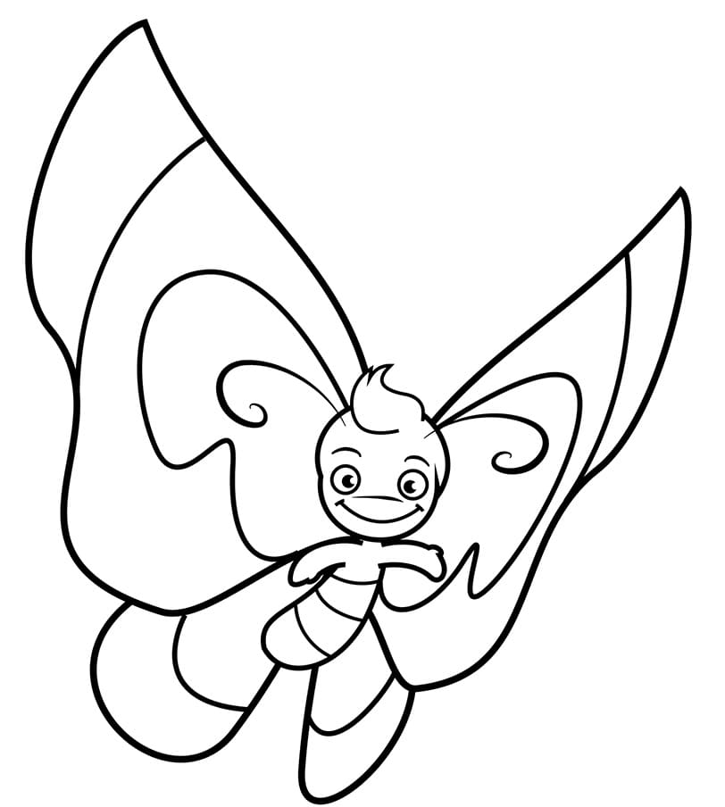 Cartoon Butterfly 3 Coloring Page
