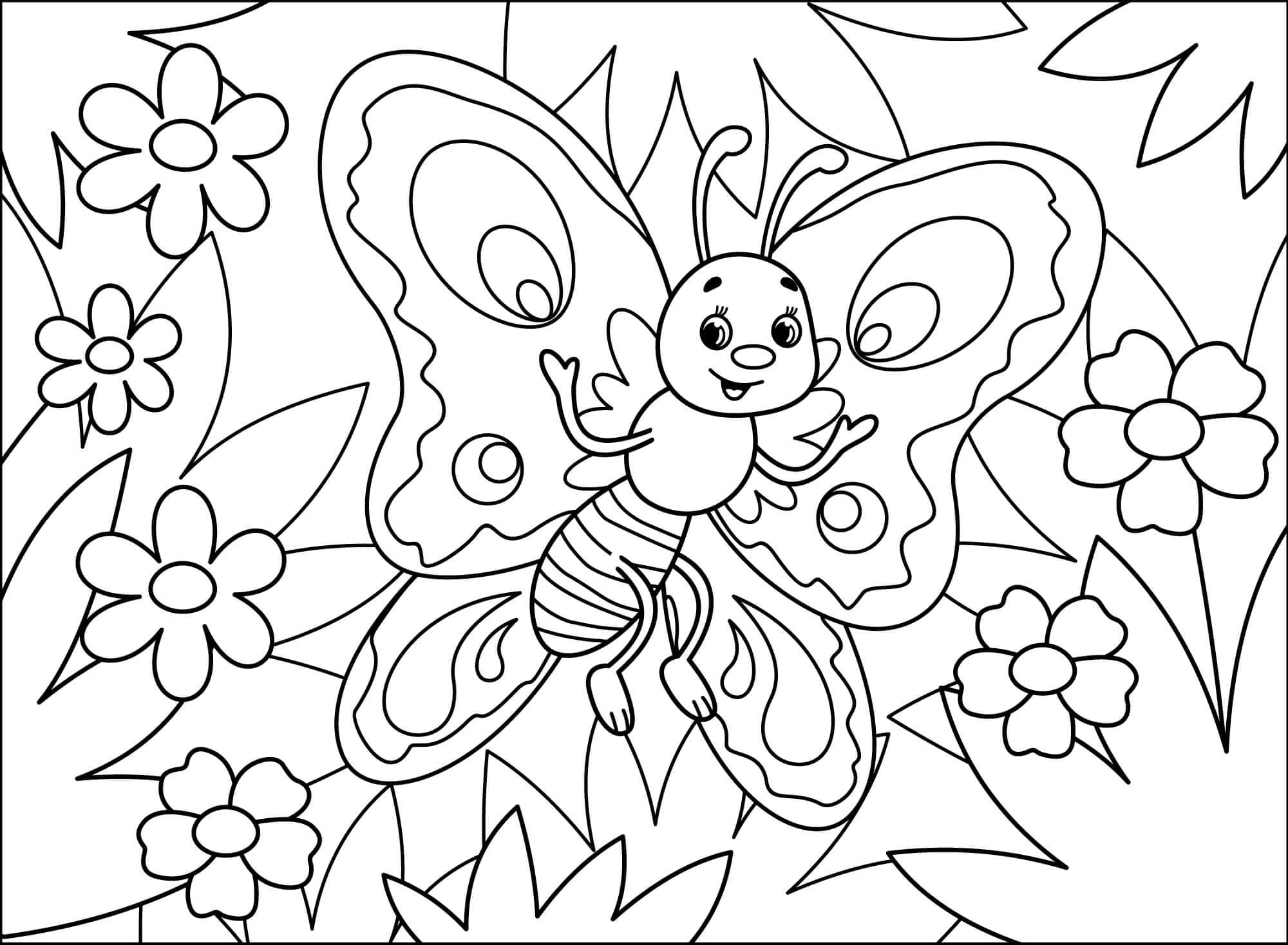 Cartoon Butterfly Coloring Page