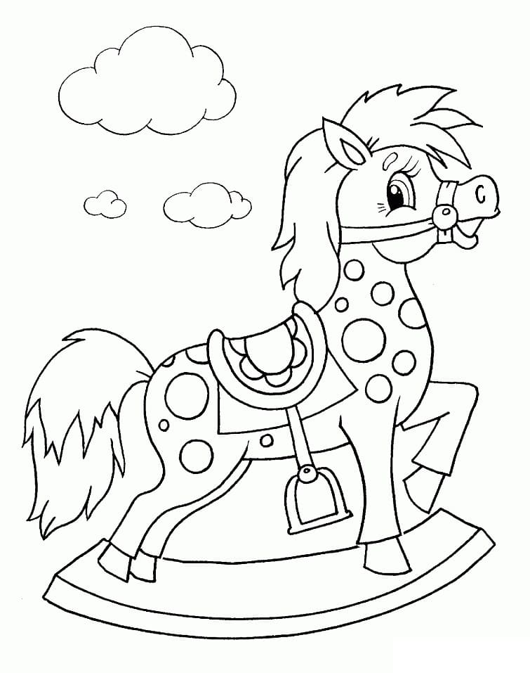 Cartoon Rocking Horse Coloring Page