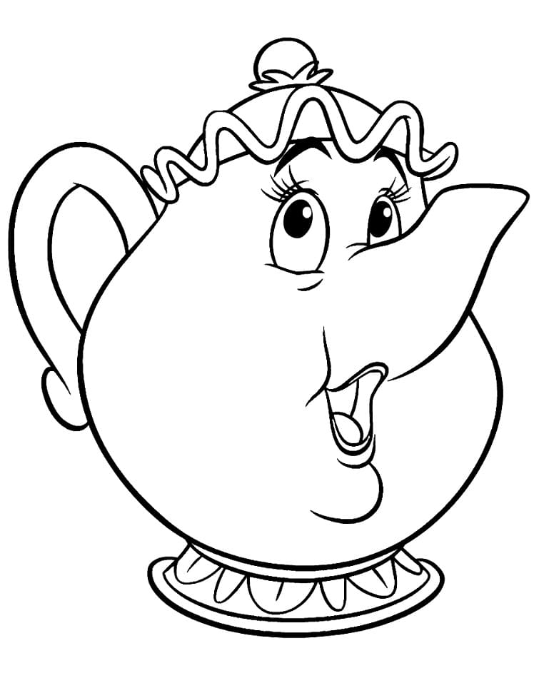 Cartoon Teapot Coloring Page
