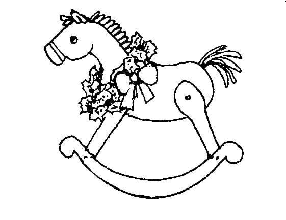 Christmas Toy Rocking Horse Coloring Page