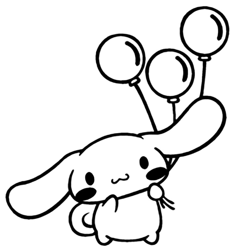 Cinnamoroll with Balloons Coloring Page