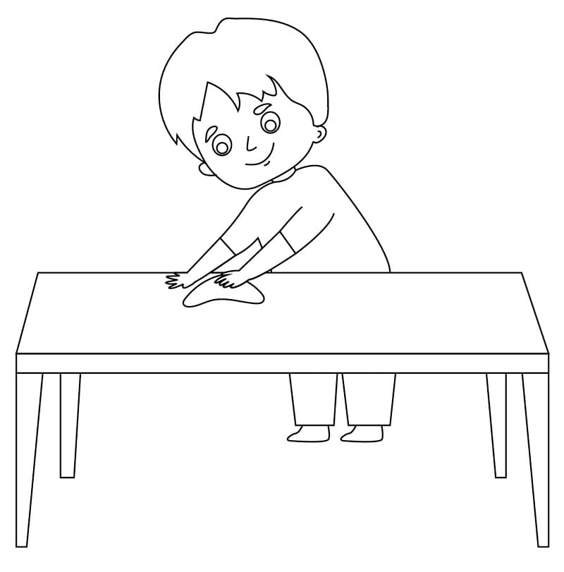Cleaning Table Coloring Page