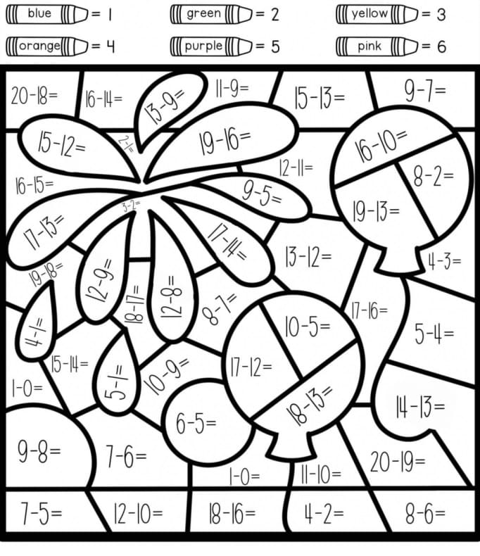 Color By Subtraction Coloring Page