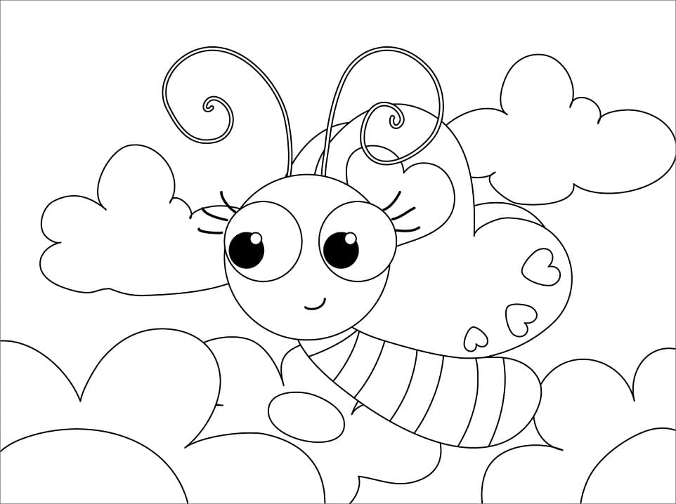 Cute Butterfly Flying Coloring Page