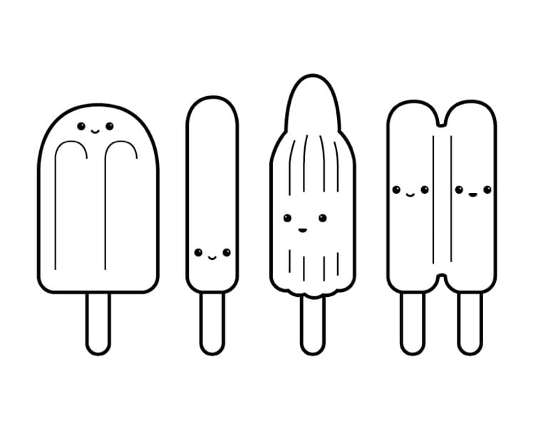 Cute Popsicles Coloring Page