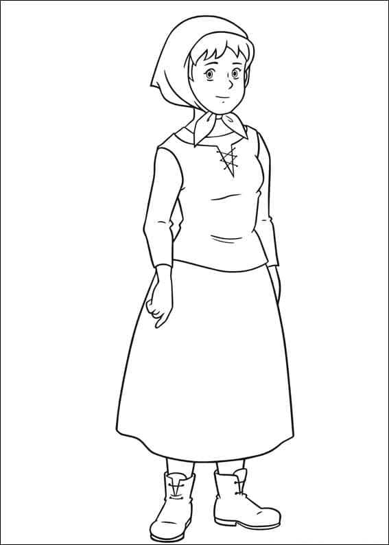 Dete from Heidi Coloring Page