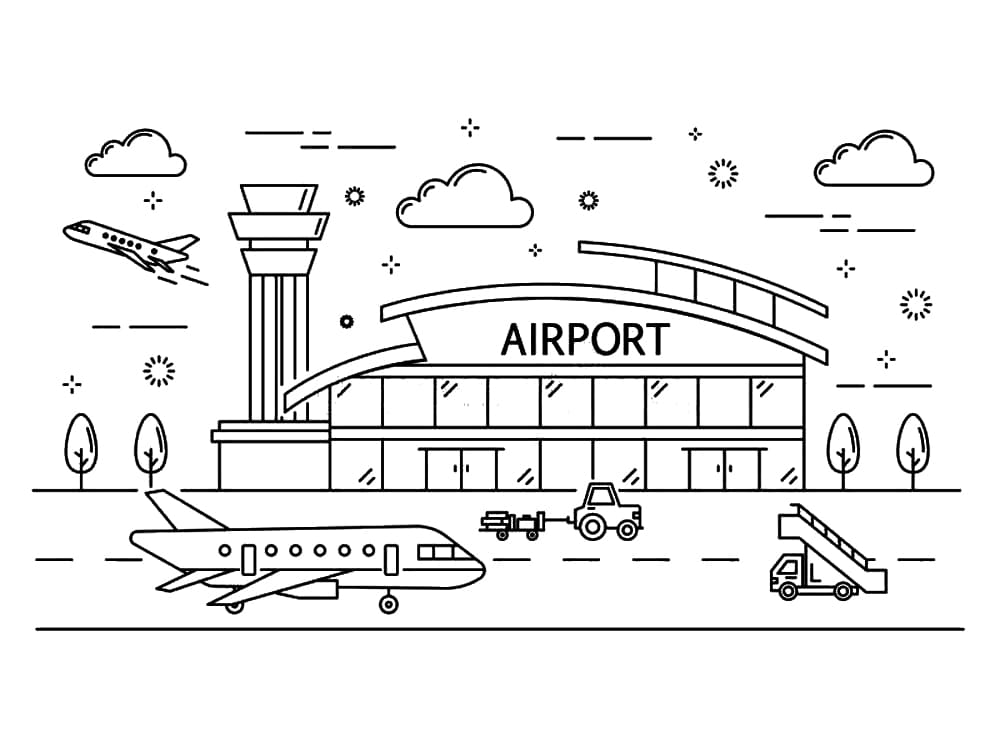 Easy Airport Coloring Page