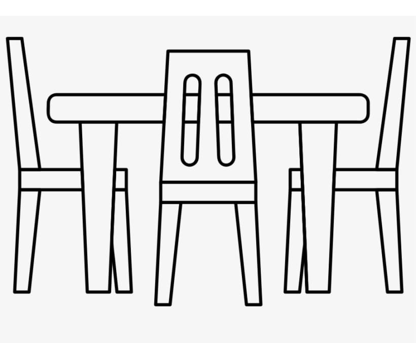 Easy Dining Table Coloring Page