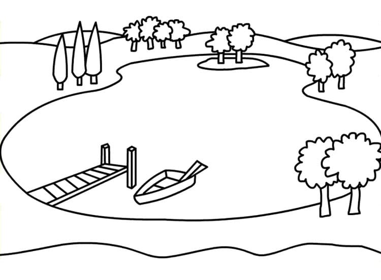 Easy Lake Coloring Page